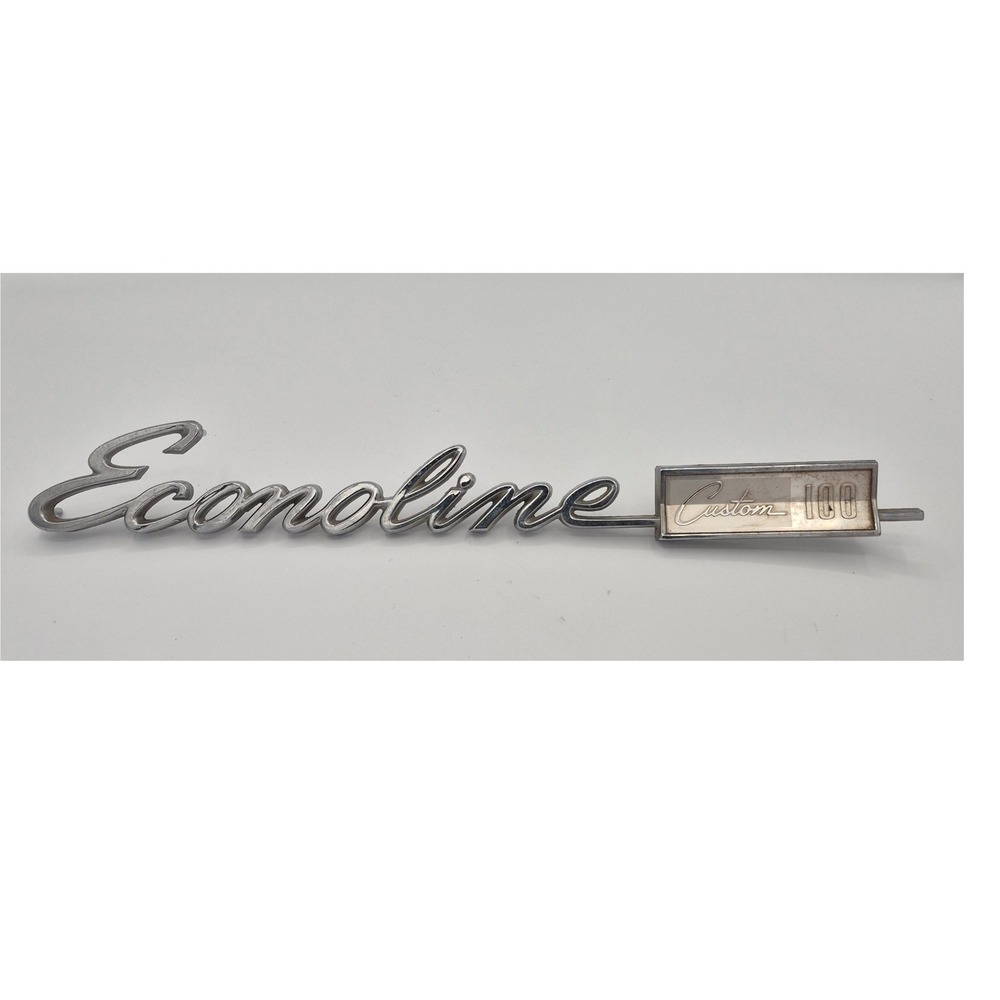 Vintage Ford Econoline 100 Emblem Badge Silver Chrome Script C8UB-8920978 OEM